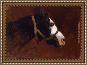 El Bano Del Caballo [the Horse's Bath] Framed Paintings - Profile of a Horse by Jean-Leon Gerome
