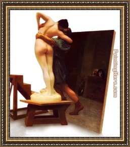 Pygmalion And The Image I - The Heart Desires Framed Paintings - Pygmalion and Galatea I by Jean-Leon Gerome