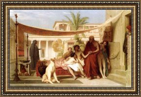 Houses in France Framed Paintings - Socrates seeking Alcibiades in the house of Aspasia by Jean-Leon Gerome