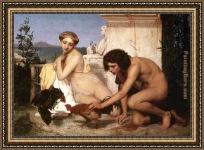 Greek Framed Paintings - Young Greeks at a Cock Fight by Jean-Leon Gerome