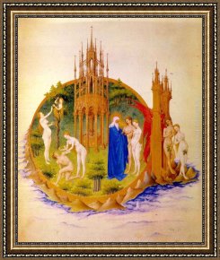 Paradise Framed Paintings - The Fall and the Expulsion from Paradise by Jean Limbourg