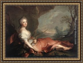 Nattier Framed Paintings - Marie Adelaide of France as Diana by Jean Marc Nattier
