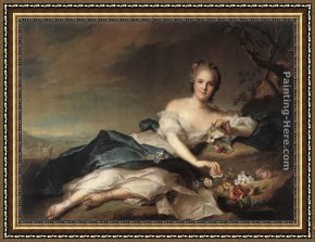 Nattier Framed Paintings - Marie Adelaide of France as Flora by Jean Marc Nattier