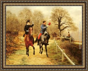 An Afternoon Ride Framed Paintings - An Afternoon Ride by Jean Richard Goubie