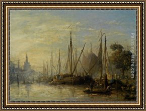 Port, Framed Paintings - Le port de Rotterdam by Johan Barthold Jongkind