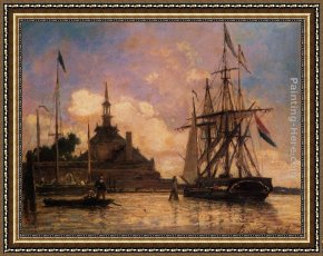 Port, Framed Paintings - The Port of Rotterdam by Johan Barthold Jongkind