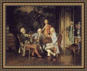 Card Player Framed Paintings - The Chess Players by Johann Hamza