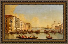 A View of Santa Maria Della Salute, Venice Framed Paintings - View Of The Grand Canal And Santa Maria Della Salute, Venice by Johann Richter