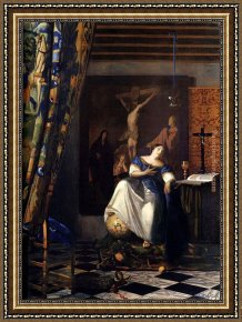 Allegory of May Triumph of Apollo Framed Paintings - Allegory of the Faith by Johannes Vermeer
