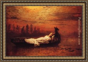 The Lady of Shalott Framed Paintings - The Lady of Shalott by John Atkinson Grimshaw