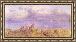 Welsh Coast Framed Paintings - Bristol Channel From The Welsh Coast by John Brett