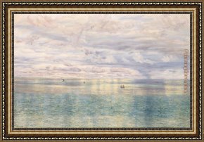 Cliffs Framed Paintings - The Sicilian Sea, From the Taormina Cliffs by John Brett