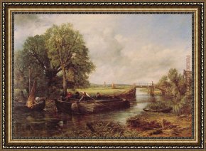 John Constable Framed Paintings - A View on the Stour near Dedham by John Constable