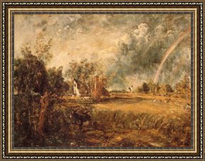 Mill on The Thames, Mapledurham Framed Paintings - Cottage,Rainbow,Mill by John Constable