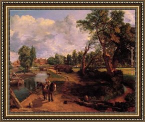 Mill on The Thames, Mapledurham Framed Paintings - Flatford Mill by John Constable