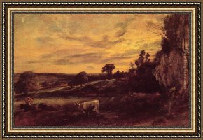 John Constable Framed Paintings - Landscape Evening by John Constable