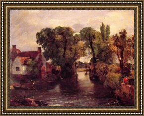 Mill on The Thames, Mapledurham Framed Paintings - Mill Stream by John Constable