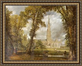 Golding Constable's Flower Garden Framed Paintings - Salisbury Cathedral by John Constable