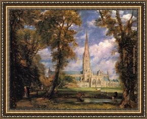 John Constable Framed Paintings - Salisbury Cathedral from the Bishops' Grounds by John Constable