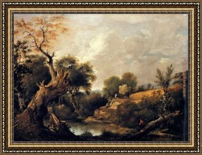 John Constable Framed Paintings - The Harvest Field by John Constable
