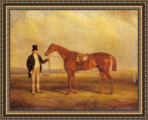 Kentucky Derby Framed Paintings - A Gentleman Holding Dangerous, the Winner of the 1833 Derby by John Ferneley Snr