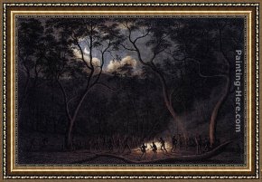 Land 8 Framed Paintings - A Corroboree in Van Diemen's Land by John Glover