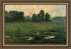 Adams Framed Paintings - An August Sunset by John Ottis Adams