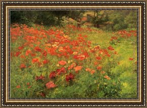 The Vision of Saint John Framed Paintings - In Poppyland by John Ottis Adams