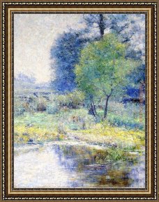 Promise of Spring Framed Paintings - Spring Landscape 1895 by John Ottis Adams