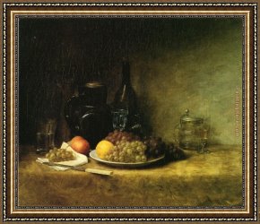 Adams Framed Paintings - Still Life 1883 by John Ottis Adams
