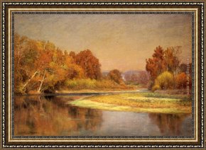 Adams Framed Paintings - Sycamores on the Whitewater by John Ottis Adams