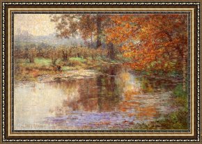 Adams Framed Paintings - The Glimmerglass of the Mississinewa by John Ottis Adams