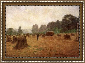 Adams Framed Paintings - Wheat wain Afield by John Ottis Adams