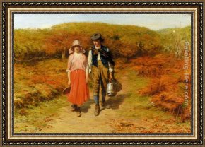 Courtship The Proposal Framed Paintings - Rustic Courtship by John Pettie