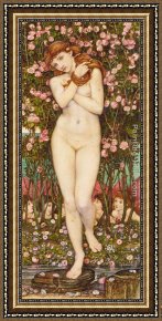 Nymph And Triton Framed Paintings - Nymph by John Roddam Spencer Stanhope