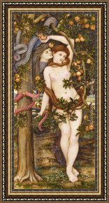 Eve Framed Paintings - The Temptation of Eve by John Roddam Spencer Stanhope