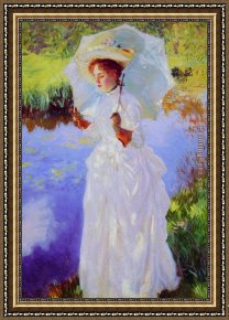 Sargent Framed Paintings - A Morning Walk lady by John Singer Sargent