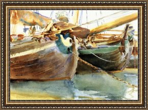 Sargent Framed Paintings - Boats Venice by John Singer Sargent