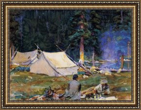 Lake Como Framed Paintings - Camping at Lake O'Hara by John Singer Sargent