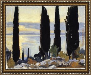Sargent Framed Paintings - Cypress Trees at San Vigilio by John Singer Sargent