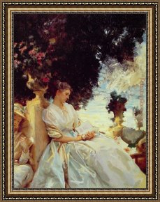 Sargent Framed Paintings - In a Garden Corfu by John Singer Sargent