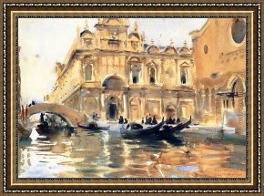Sargent Framed Paintings - Rio dei Mendicanti by John Singer Sargent