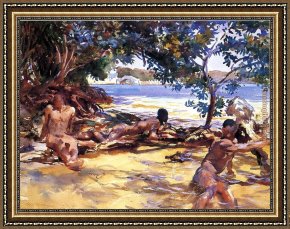 Bathers Framed Paintings - The Bathers by John Singer Sargent