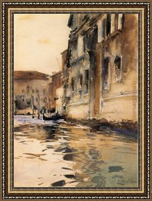 Sargent Framed Paintings - Venetian Canal Palazzo Corner by John Singer Sargent