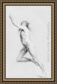 Male Nude Known As Patroclus Framed Paintings - Study from Life Nude Male by John Trumbull