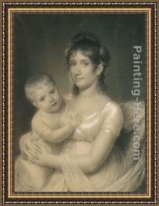 Elijah Restoring The Widow's Son Framed Paintings - Mrs. Daniel Strobel, Jr. (Anna Church Strobel) and Her Son, George by John Vanderlyn