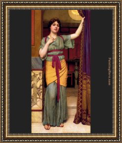 The Lady of Shalott Framed Paintings - A Pompeian Lady by John William Godward