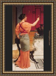 Lesbia And Her Sparrow Framed Paintings - Lesbia with her Sparrow by John William Godward