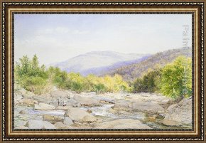 The Clove Catskills Framed Paintings - Landscape View on Catskill Creek by John William Hill