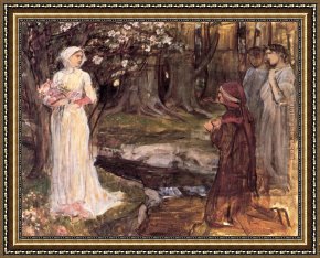 Dante And Virgil in Hell Framed Paintings - Dante and Beatrice by John William Waterhouse